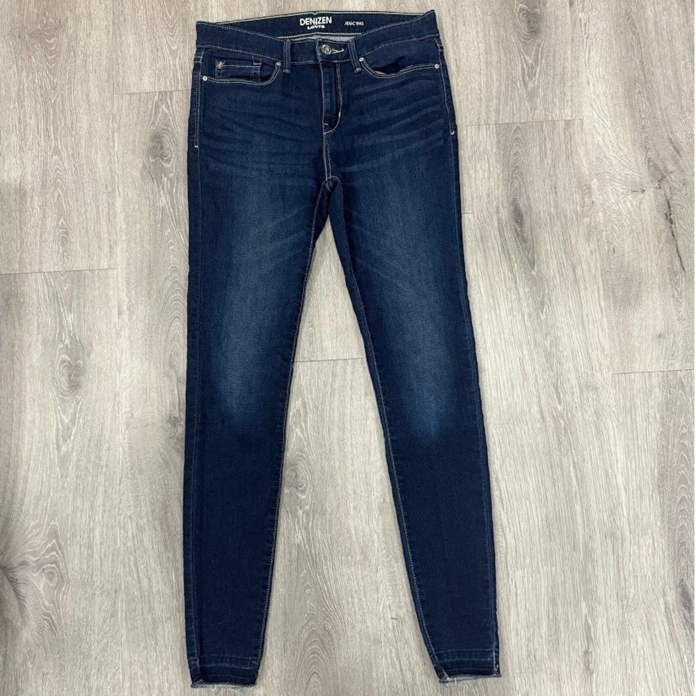 Denizen from Levis Womens Dark Wash Skinny Jeggings Raw Hem Size 7 W28 Indigo